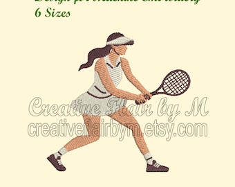 Girl Tennis Player Embroidery Design for Machine Embroidery, 1 Size, Tennis Player Embroidery Design