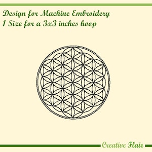 Flower of Life Embroidery Design for Machine Embroidery, 1 Size for a 3x3 inches hoop, Geometric Pattern