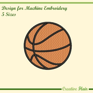 Basketball Embroidery Design for Machine Embroidery, 5 SIZES