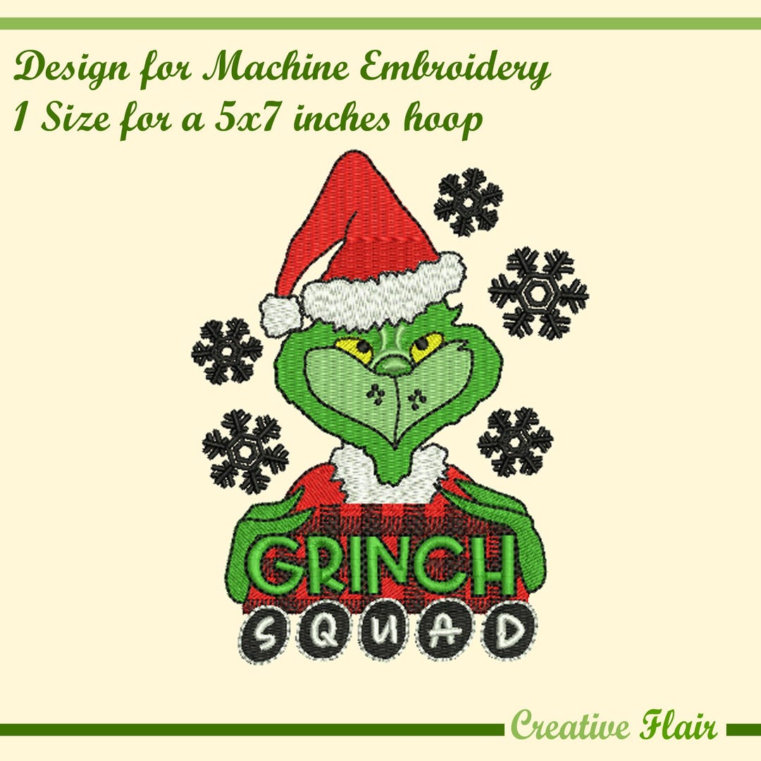 Grinch Squad Machine Embroidery Design, 5x7 Hoop (digital Download) - Etsy