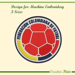 Colombia Football Logo Embroidery Design for Machine Embroidery (3 Sizes)