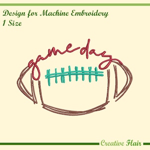 Football Game Day Embroidery Design for Machine Embroidery, 1 SIZE, Game Day Football Embroidery Design