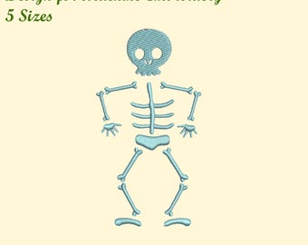 Skeleton Embroidery Design for Machine Embroidery, 5 SIZES