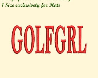 Golf Girl Hat Logo Embroidery Design, GOLFGRL Hat Embroidery Design for Machine Embroidery, 1 SIZE