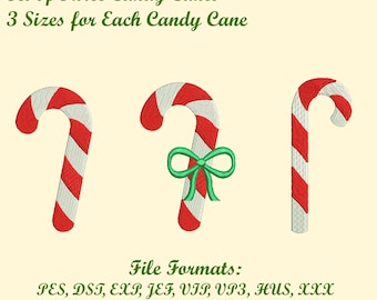 Christmas Candy Canes Machine Embroidery Design (3 Sizes)
