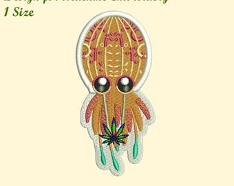 Jellyfish Machine Embroidery Design, 5x7 Hoop (dst, exp, hus, jef, pes, vip, vp3, xxx)