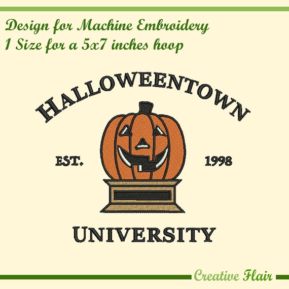 Halloween Town University  Embroidery Design for Machine Embroidery, 1 Size for a 5x7 inches hoop