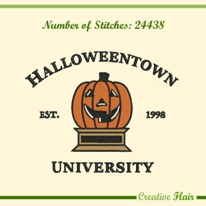 Halloween Town University  Embroidery Design for Machine Embroidery, 1 Size for a 5x7 inches hoop