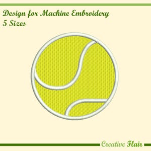 Tennis Ball Embroidery Design for Machine Embroidery, 5 SIZES
