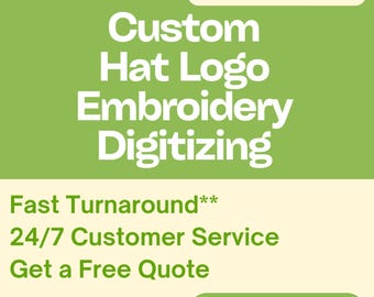 Custom Hat Embroidery Digitizing Service, Hat Logo Digitizing, 3D Puff Hat Logo Digitizing, Custom Hat Cap Logo Embroidery