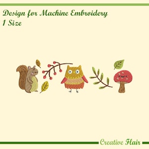 Fall Forest Animals, Fall Leaves, Autumn Season Embroidery Design for Machine Embroidery, 1 SIZE