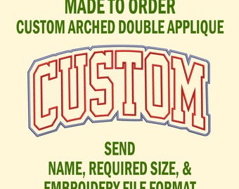 Custom Name Arched Varsity Double Applique Embroidery Design, Personalized Double Applique File for Machine Embroidery