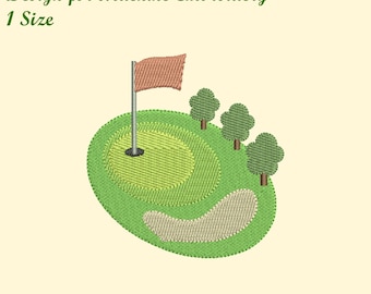 Golf Course Embroidery Design for Machine Embroidery, 1 Size