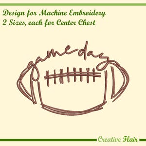 Football Game Day Embroidery Design for Machine Embroidery, 2 SIZES, Game Day Football Embroidery Design