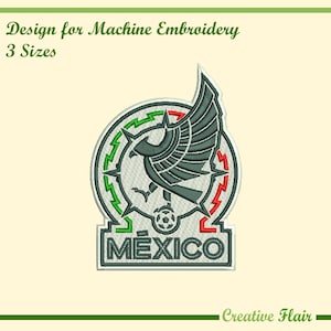 Mexican Football Logo Embroidery Design, Mexico Football Logo, Mexican Soccer Ball Logo for Machine Embroidery, 3 SIZES