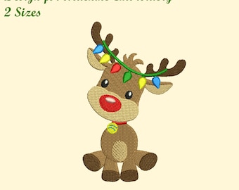 Reindeer Embroidery Design for Machine Embroidery, 2 Sizes