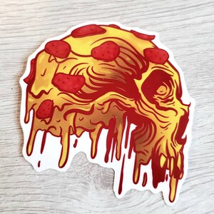 Pepperoni Cheese Pizza Skull Free Shipping Pop Art Food Art Quirky Drip