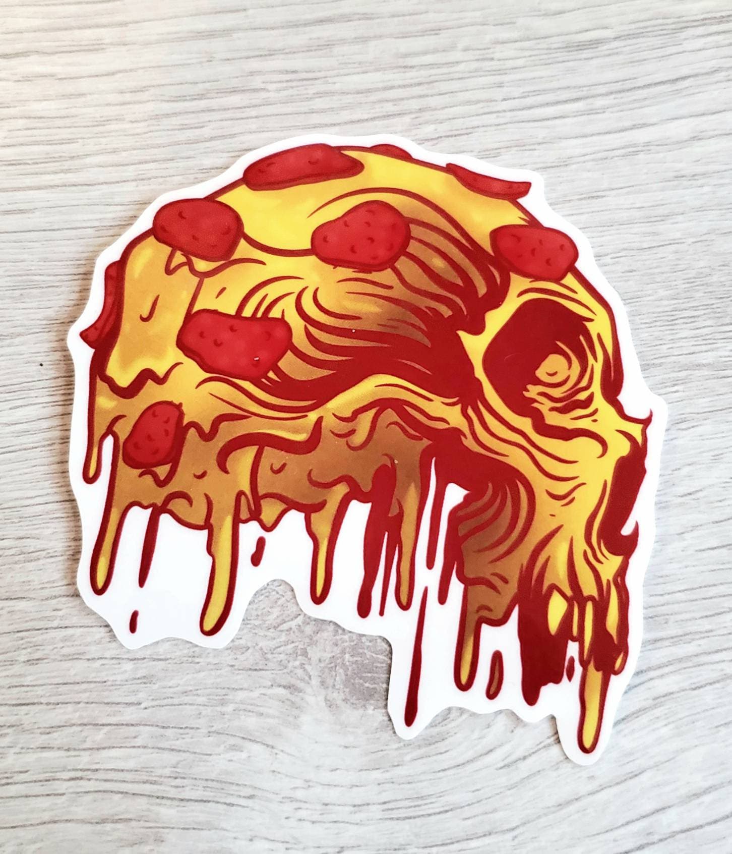 tyktflydende sammenbrud Indeholde Pepperoni Cheese Pizza Skull Free Shipping Pop Art Food Art - Etsy