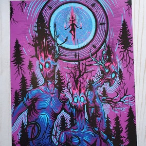 Giant King 11x14 Poster Print Fantasy Art Dark Forest Pop Art Ent Antlers Nature Deity Mandala Manfish Inc.