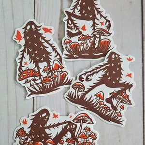Cryptid Buddy Sticker Pack Fantasy Bigfoot In Mushrooms Sasquatch Sticker Mushroom Cottagecore Cryptozoology Cryptids Art Crytpidcore Cute