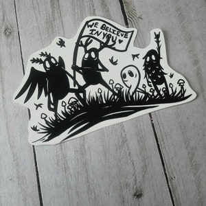 Cryptid Inspirational Waterproof Vinyl Sticker Manfish Inc. Month Mothman Sasquatch Fresno Nightcrawler Cryptozoology Cryptidcore Art Gift
