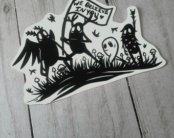 Cryptid Inspirational Waterproof Vinyl Sticker Manfish Inc. Month Mothman Sasquatch Fresno Nightcrawler Cryptozoology Cryptidcore Art Gift