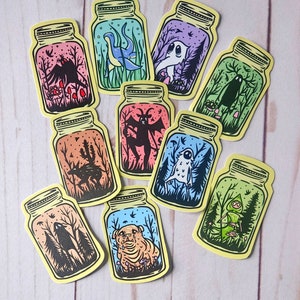 Complete Cryptid Buddy Sticker Pack Fantasy Mothman Sasquatch Bigfoot Fresno Nightcrawler Sticker Cottagecore Cryptozoology Cryptids Art