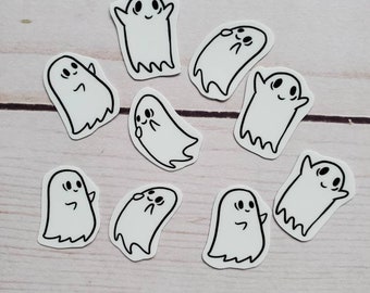 Cute Ghost Vinyl Mini Sticker Set Spooky Season Sheet Ghost Cartoon Chibi Spirits Spooky Season Halloween Art Decor Fall Ghoul Manfish Inc.