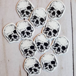 Mini Skull Stickers Goth Art Spooky Season Dark Horror Art Journal Planner 10 Vinyl Waterproof Small Stickers Manfish Inc. Free Shipping