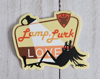 National Park Mothman Lamp Lurk Love Heart Cryptid Buddy Sticker Fantasy Sticker Cryptozoology Weird Cottagecore Cryptidzoology Quirky Vinyl
