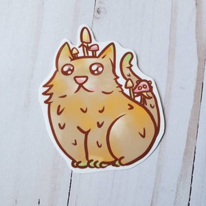 Cartoon Kawaii Mushroom Cat Kitty Adorable Cute Animal Waterproof Vinyl Sticker Kitten Fungi Mycology Pop Art Fur Baby Manfish Inc.