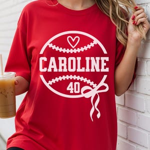 Custom Softball Mom T-Shirt, Softball Name and Number Tee, Gift for Softball Moms, Game Day Shirt, Softball Life Tee, Varsity Softball Mom
