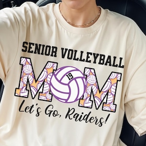 Custom Volleyball Senior Mom Shirt, Volleyball Parent Shirt, Varsity Volleyball Team Name Athlete Number Tee, Senior Night Tee, Gift for Mom