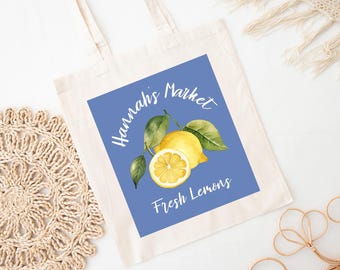 Spersonalizowana torba Lemon Market: spersonalizowana torba na zakupy z płótna bawełnianego