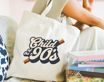 Bolso tote retro de los 90: Lona de algodón "Hijo de los 90" Millennial