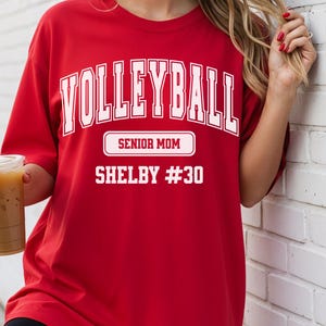 Custom Volleyball Senior Mom T-Shirt, Volleyball Season Parent Shirt, Senior Night Tee, Gift for Volleyball Moms, Dads, Volleyball Game Day