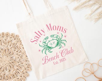 Salty Moms Beach Club Tragetasche aus Baumwolle mit Krabbenmotiv