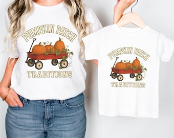 Familie Passende Kürbis Shirts; Herbst Kürbis Patch Shirt; Mami und Me Passendes Outfit für den Herbst