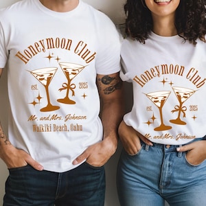 Custom Mr and Mrs Honeymoon Shirts, Matching Couples Honeymoon Vacation Tees, Just Married Shirt, Hubby Wifey Shirt, His and Hers Shirts