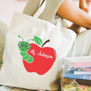 Sac fourre-tout personnalisé pour professeur avec motif pomme, cadeau de rentrée scolaire, fourre-tout personnalisé pomme pour professeur, maternelle, t-shirt première/deuxième/troisième année