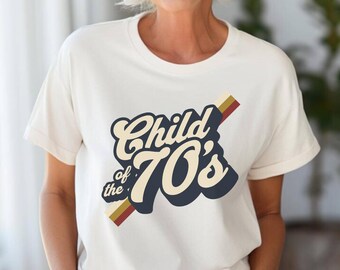 Retro T-shirt 'Child of the 70s': cadeau voor 50e verjaardag generatie X