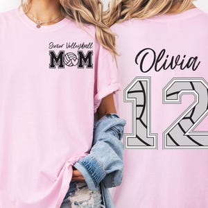 Custom Volleyball Senior Mom Shirt, Comfort Colors Varsity Volleyball Athlete Name and Number Tee, Senior Night Tee, Gift for Mom