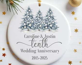 Decorazione personalizzata per il decimo anniversario di matrimonio, decorazione per albero di Natale per il decimo anniversario