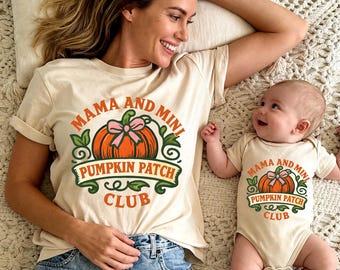 Mama and Mini Matching Pumpkin T-Shirt, Family Matching Tees, Fall Pumpkin Patch Shirt, Matching Mommy and Me Fall Shirt, Pumpkin Lover Gift