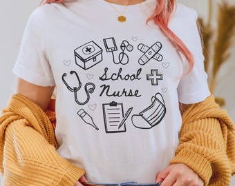 Maglietta per infermiere scolastiche: maglietta Doodle Art Back to School