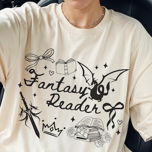 Fantasy Book Lover Doodle Shirt, Comfort Colors Bookish Shirt, Fantasy Romance Book Club Shirt, Reading Aesthetic, Romantacy Reader Bookworm
