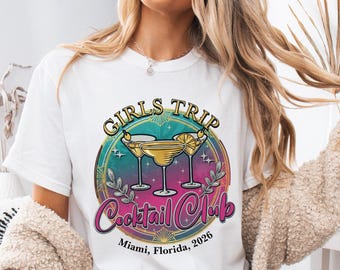 Mädchen Reise T-Shirt, Comfort Colors Cocktail Club