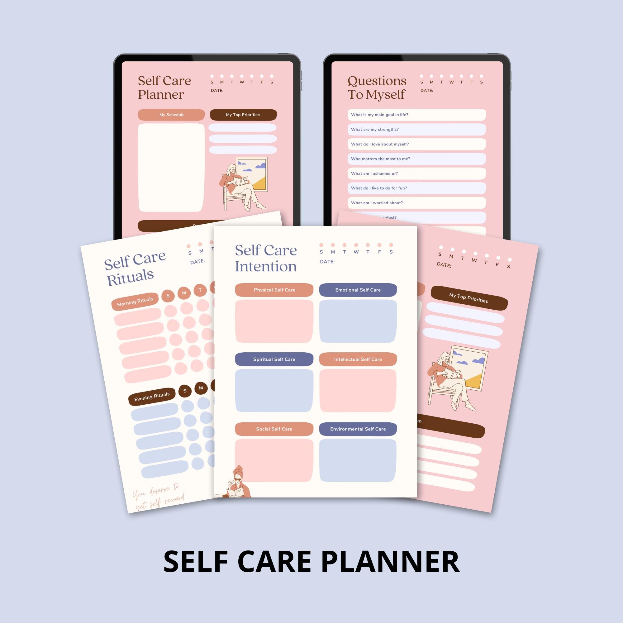 Self Care Planner Printable | Wellness & Mental Health Journal, Daily ...