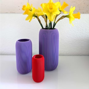 Minimalistisk pillerformad vas tillverkad av 3D-printad PLA | Vattentät vas för snittblommor eller torkade blommor | Färgprover tillgängliga
