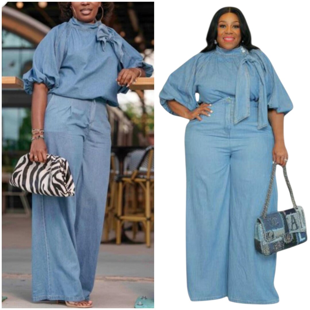 Solid Puff Sleeve Top and Drawstring Pants Set